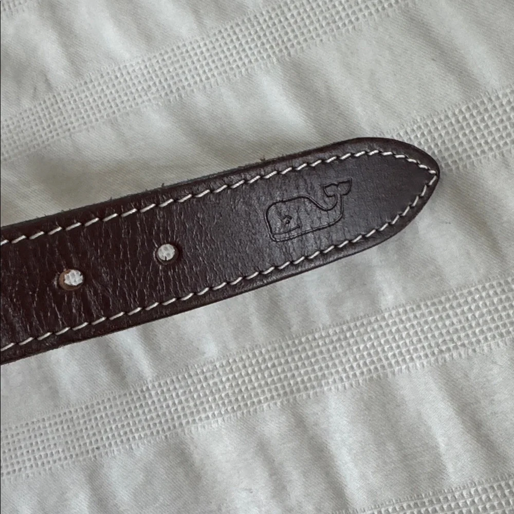 Vineyard Vines Pink and Navy Belt with Santa and Palm Trees